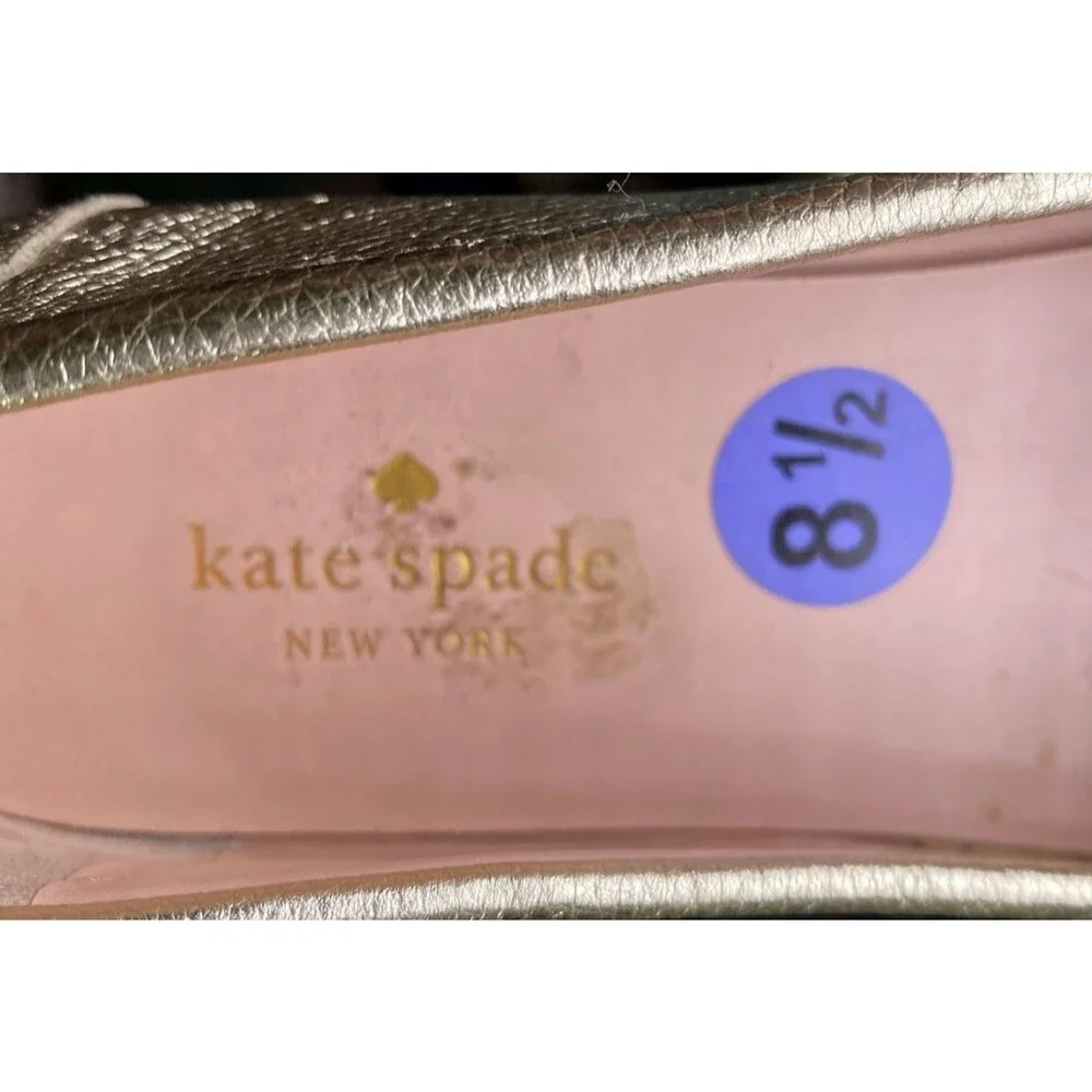 Kate Spade Bergman Gold Metallic Leather Loafers Women’s Size 8.5 Slip On Flats